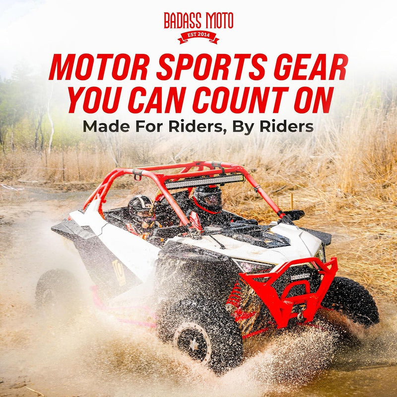 Badass Moto Roll Bar Grab Handles - SXS, ATV, & UTV Grab Handles Grips for 1.5 to 2" Rollbar - Black & Red Hand Grip Grabs with Stainless Steel Buckles for Honda, Teryx, Can-Am, Polaris, More - 2 pack Black 2-PK