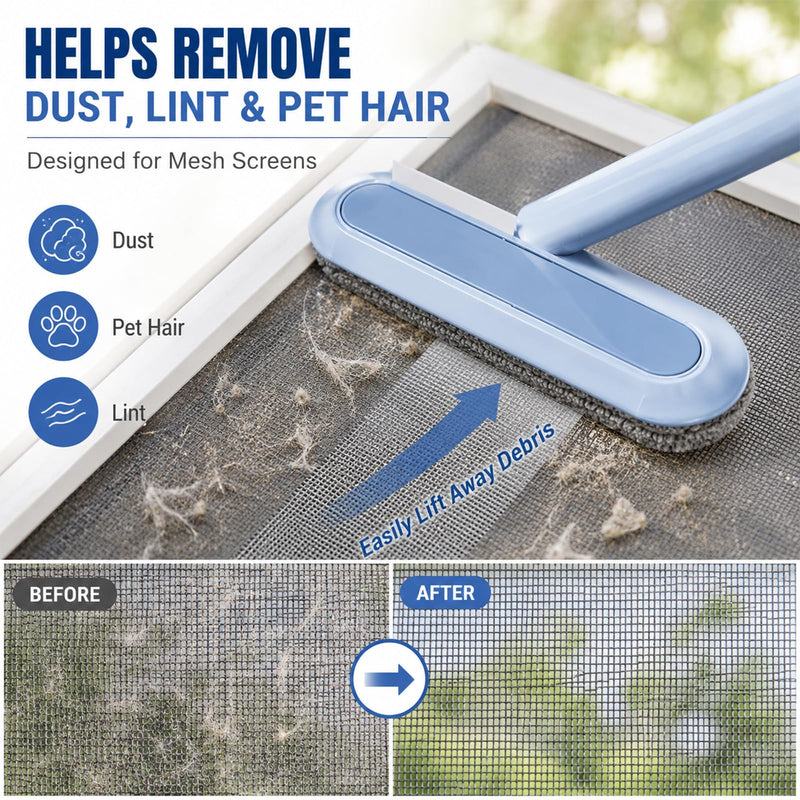 2026 New Window Screen Cleaning Brush, 4-in-1 Multi-Functional Cleaning Tool, Screen Cleaning Brush, Mesh Screen Cleaner, Gentle for Cleaning Dust and Hair