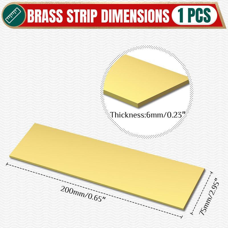 1/4" x 3" x 8" Brass Bar Stock, 6x75x200mm Solid Brass Flat Bar for Knife Making, Scales, Spacers, DIY Crafts, Models and Repair 3" Width x 8" Length 1/4" Thickness