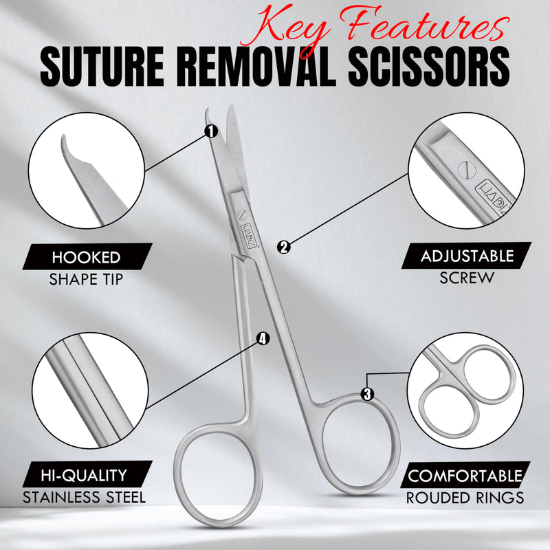 HADIZ Suture Removal Kit Includes Suture Removal Scissor Forceps Stainless Steel Suture Removal Tools