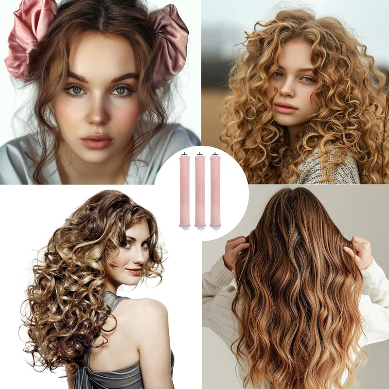 Sakura Heatless Curlers - 3 Pcs Hair Rollers for Long & All Hair Types, No Damage DIY Lazy Curlers Sakura