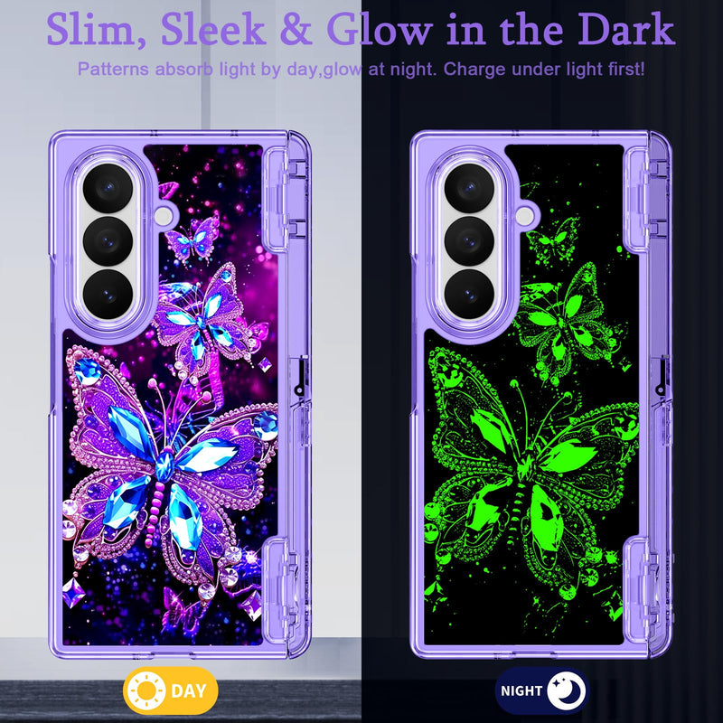 Miqala for Galaxy Z Fold 8 Ultra Case,[Glow in The Dark][Compatible with Magsafe][Hidden Stand][Built-in Screen Protector][Hinge Protection] Slim Case for Samsung Galaxy Z Fold 8 Ultra,Butterfly Dark Butterfly