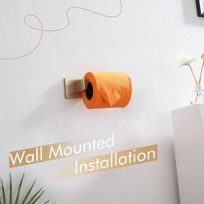 KOKOSIRI Toilet Paper Holders Wall Mounted Toilet Roll Holder for Bathrooms Hardware Washroom, Champagne Bronze Stainless Steel B2003CPG Without Shelf(1 Pack)