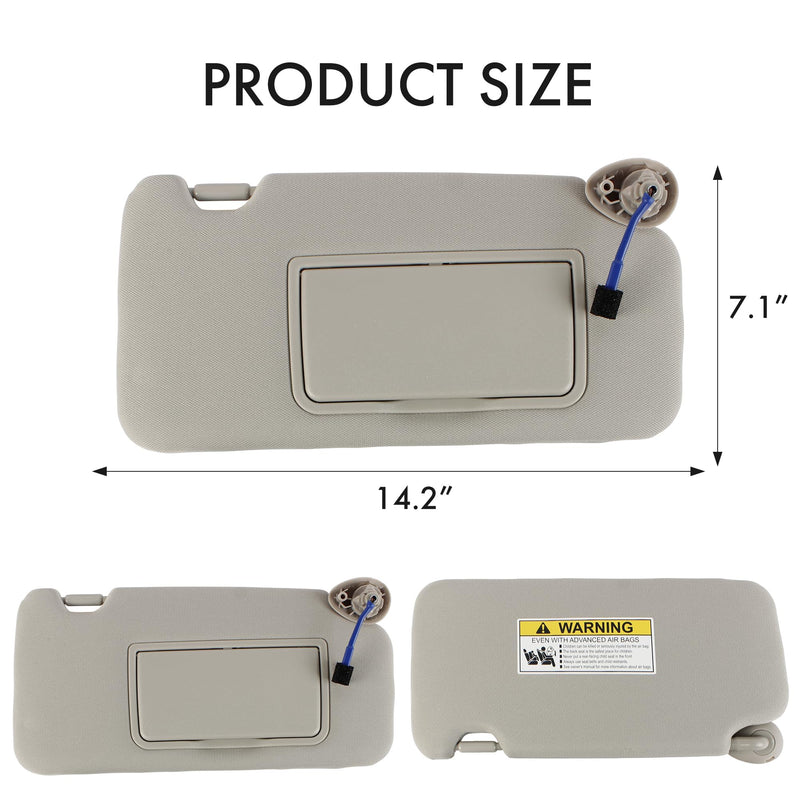 PEVEST Sun Visor with Lights&Mirror LH Driver Side-Platinum Gray Interior for Honda HR-V EX-L/EX/LX/Sport 2016-2022 | Replaces OE:83230-T7W-A12ZA, 83280-T7W-A11ZA (Honda HRV 16-22 Platinum Gray Left) Honda HRV 16-22 Platinum Gray Left