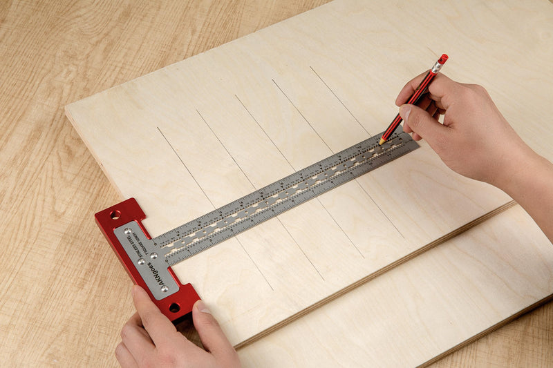 Precision Scriber T Square Ruler, T Square with Support Lips, Built in Scribe Notches, Stainless Steel Architect Ruler for Carpenter Work, Layout and Measuring Tools - 12inch 12 Inch