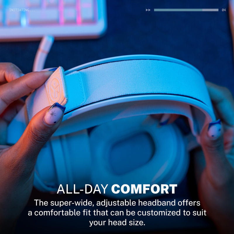JLab Nightfall Wireless Gaming Headset, Bluetooth 5.3, White Cloud White
