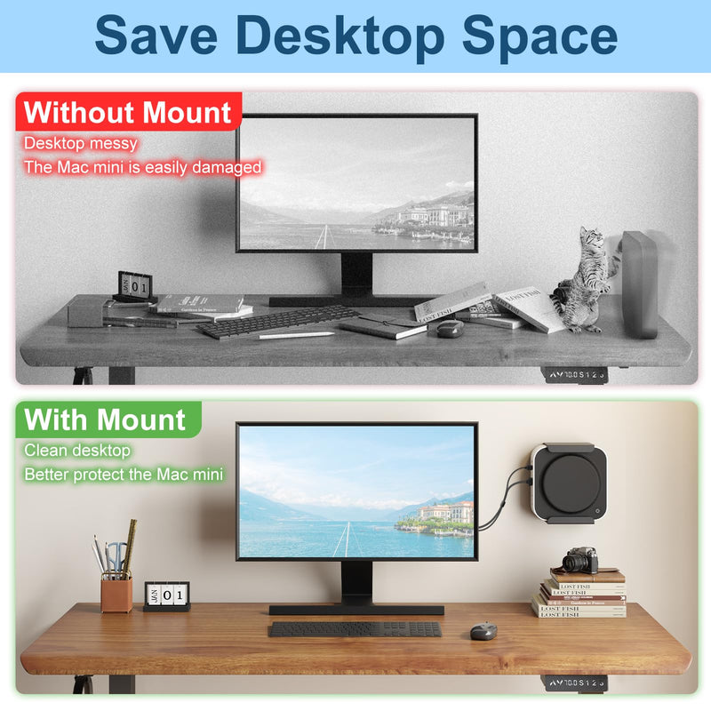 Mount for Mac Mini M4/M4 Pro 2024 VESA/Wall/Under Desk Mount for Mac Mini M4 Metal Mounting Bracket Compatible with Mac Mini M4 Anti-Scratch Monitor Mount Holder for Mac Mini M4 with Remote Holder