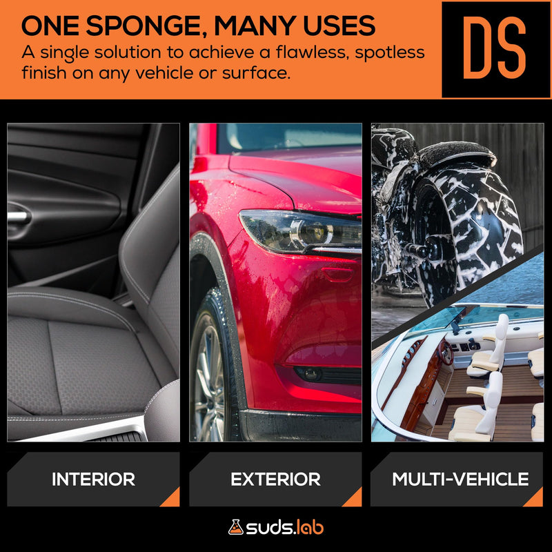 Suds Lab DS Microfiber Detailing Scrub Pad 2 Pack - Car Interior Cleaning & Detailing Microfiber Scrub Pads - Safe On Leather, Vinyl, Plastic, Etc. Set of 2