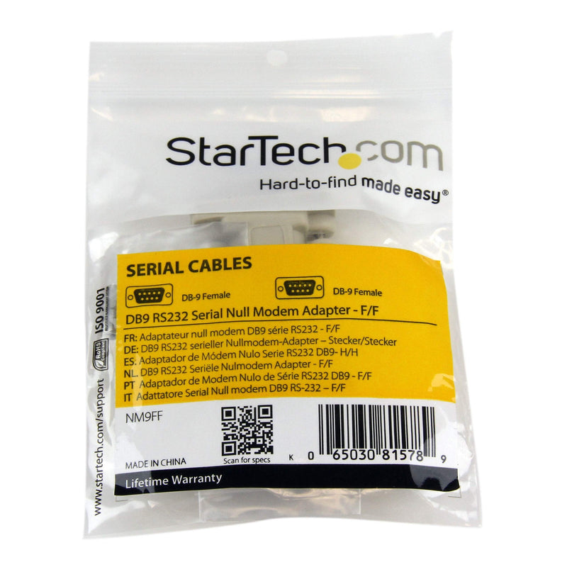StarTech.com DB9 RS232 Serial Null Modem Adapter - F/F - Null modem adapter - DB-9 (F) to DB-9 (F) - NM9FF 1 Count (Pack of 1)