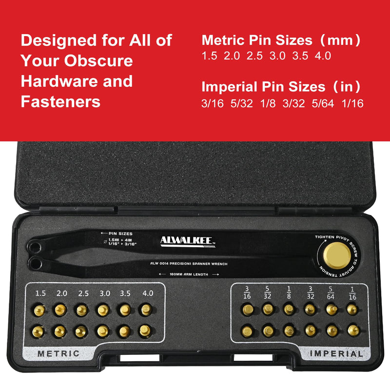25-Piece Adjustable Pin Spanner Wrench Set | Universal 25pc variable pin spanner wrench set for hydraulic cylinders, coilovers, shock adjustment & industrial locknuts Black 25PCS