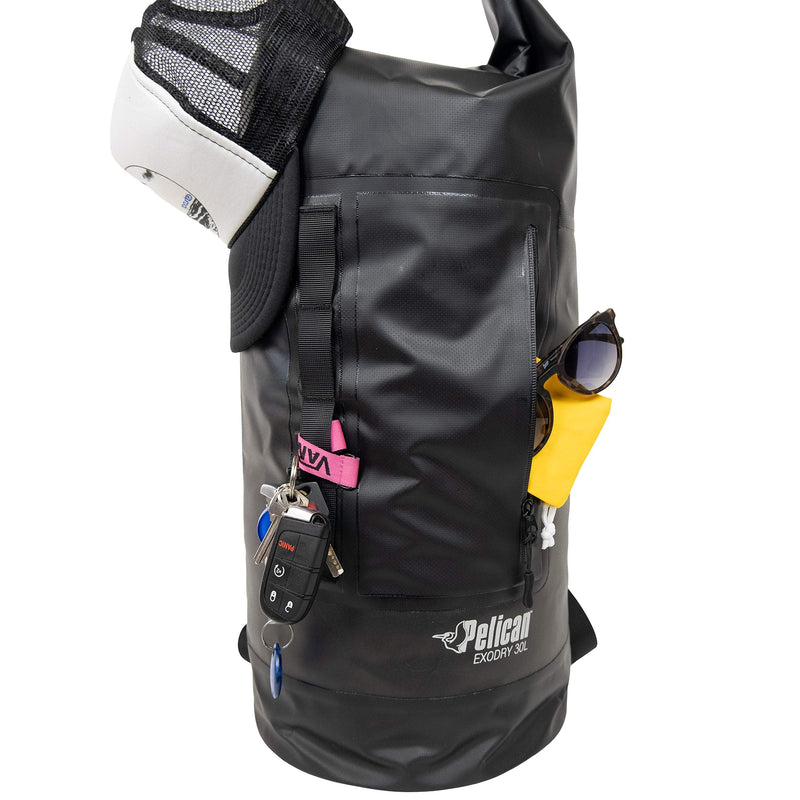 Pelican ExoDry 30L Large Drybag - Waterproof - Backpack-Type Shoulder Straps - Thick & Lightweight - Roll Top Compression - Keeps Gear Dry for Kayaking, Rafting and Fishing - Black