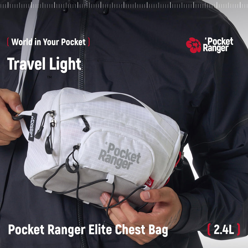VSGO Pocket Ranger 2.4L Camera Waist Bag with Removable Padded Insert | 3 Carry Modes; 420D Nylon; Removable 10mm Padded Insert; Water-Resistant YKK Zippers; External Bungee Cord, White