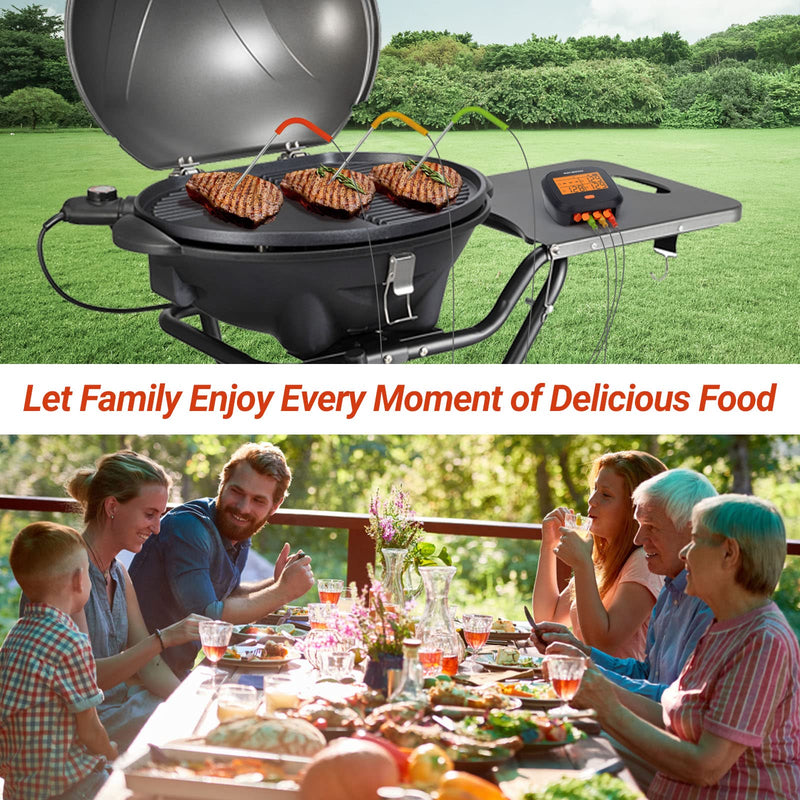 INKBIRD WiFi Meat Thermometer for Grilling, Unlimited Rang Rechargeable BBQ Thermometer APP Calibration, Temp Graph Mobile Notification, 4 Colorful Probes Food Thermometer for Pellet Smoker Oven