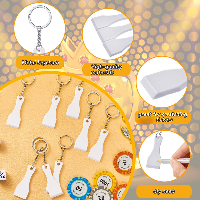 50 Pcs Scratcher Tool Plastic Scraper Tool Keychain Scoop Shape Lotto Scratcher Keyring Gambler Lucky Gift for Tickets Stickers Labels Films Sublimation Multifunction