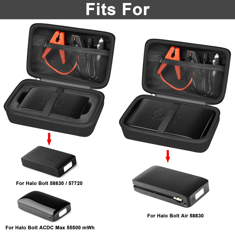 Case for Halo Bolt 58830/57720/ Air 58830/ ACDC Max 55500 mWh/Air + Portable Emergency Power Kit, Storage Holder for Air Nozzles, Extra Accessory, Car Jump Starter, and Charger- Black (Box Only)
