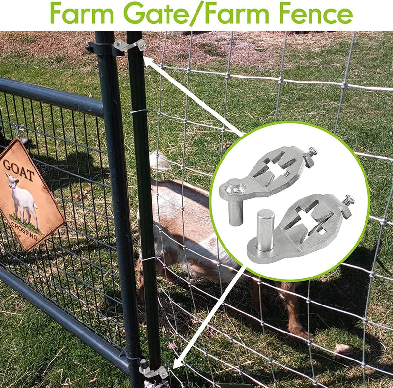 T-Post Gate Hinge Pins - Heavy Duty Gate Hanger, Hang a gate from a Metal T Post, Steel Gate Hinges Target Hanger for Farm Gate, Garden & Backyard Gate, Easy to Install. (Patent) T post gate hinge