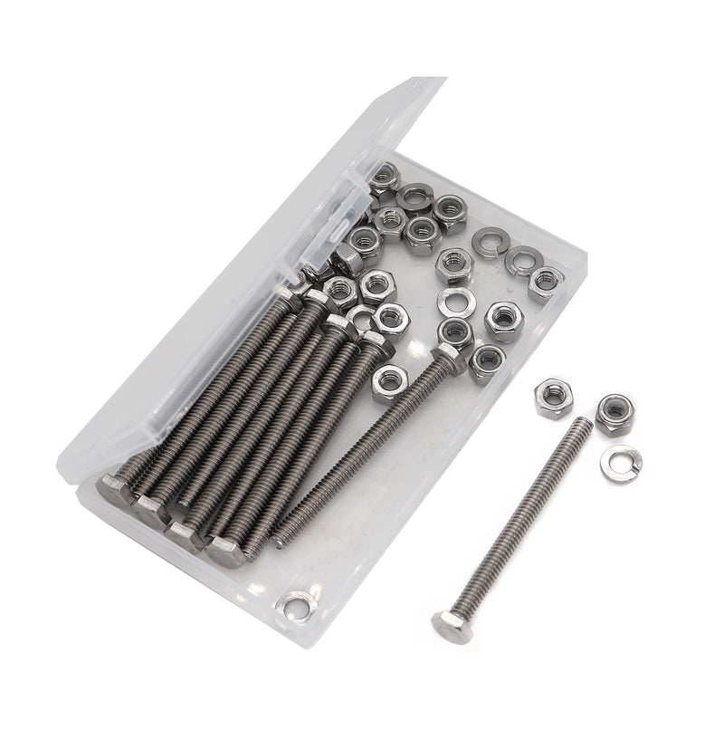 50pcs(10 Sets) 1/4-20 Fastener Kit: 3" Hex Bolts, Spring Lock Washers, Flat Washers, Hex Nuts & Nylon Inserted Locking Nuts (Pack of 2) 1/4-20 (Pack of 2)