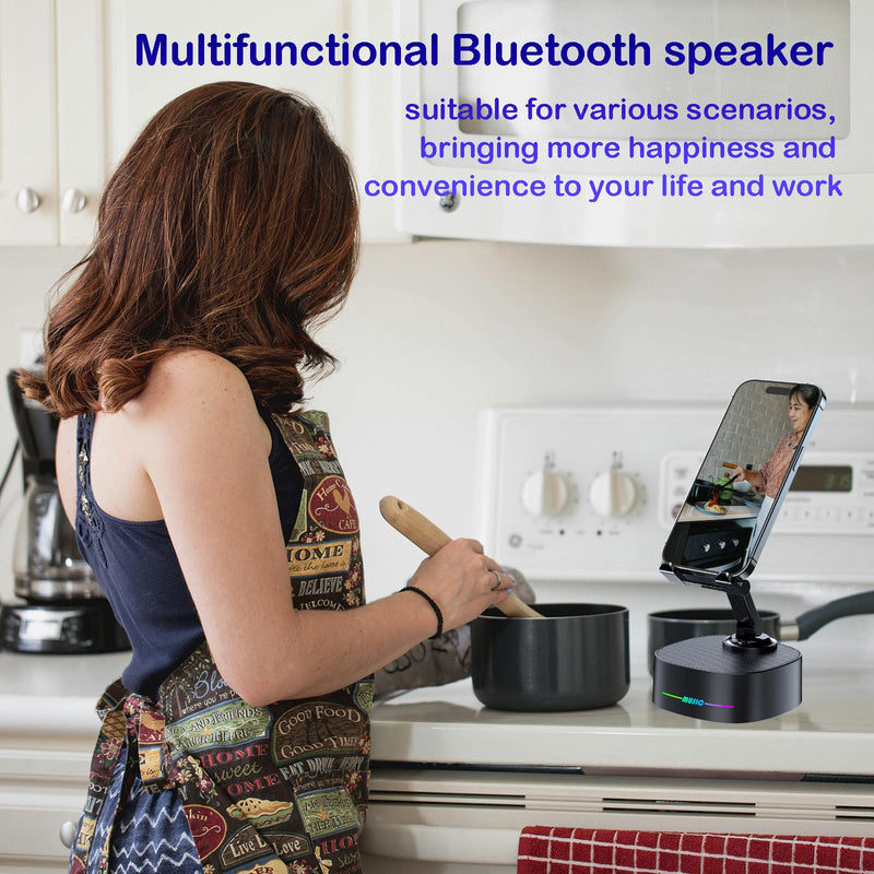Bluetooth Speaker with Wireless Charging and Cell Phone Stand,Best Speaker Stand for iPhone/iPad/Samsung Galaxy,HD Surround Sound Perfect for Home and Outdoors,Creative Gift (Black) Black