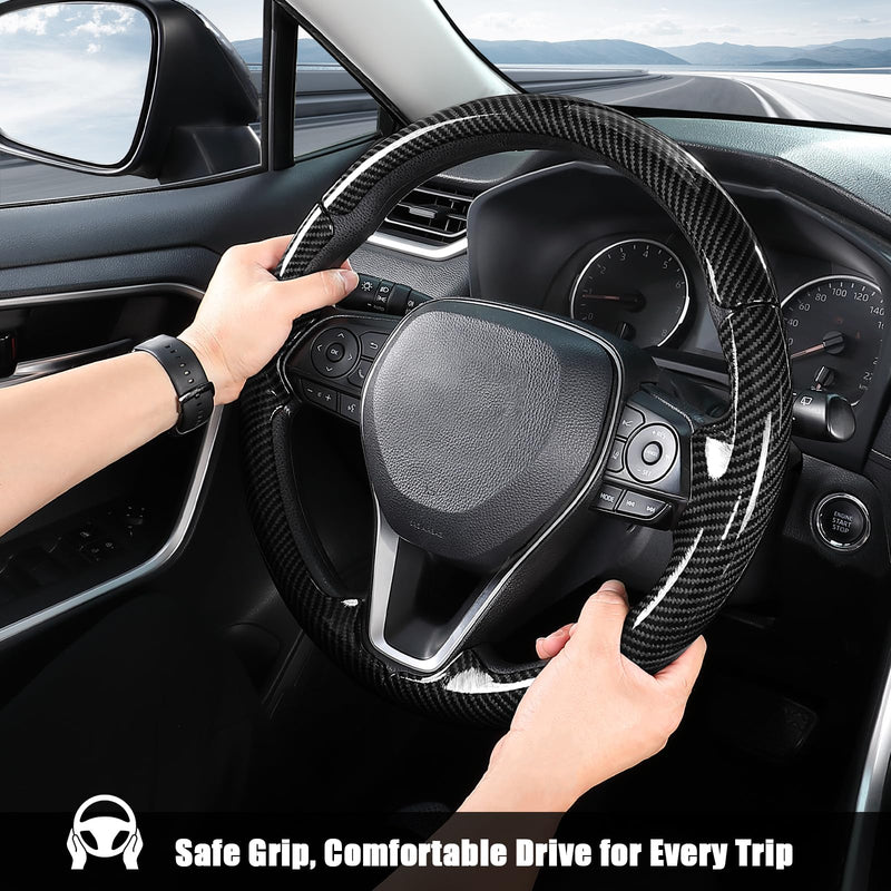 Aimato Customized Steering Wheel Cover for Toyota Camry 2018-2024/RAV4 2019-2025/Corolla 2020-2025/Avalon 2019-2022/Venza 2021-2024 Thin,Anti-Slip,Scratch-Resistant Exclusive Car Accessory for Toyota Glossy Black For Camry 2018-2024/ RAV4 2019-2025