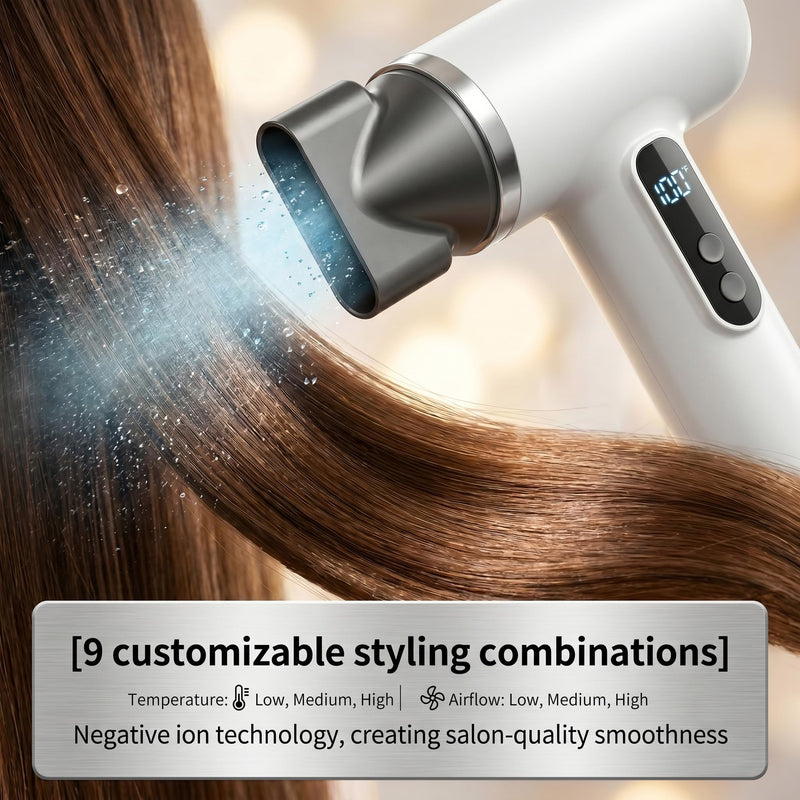 Cordless Hair Dryer 15600mAh Rechargeable Battery,Portable Wireless Blowdryer 3 Temperature Modes Heat Cold Settings. Lightweight 500g Ionic Travel RV Camping and USB High Speed Styling.