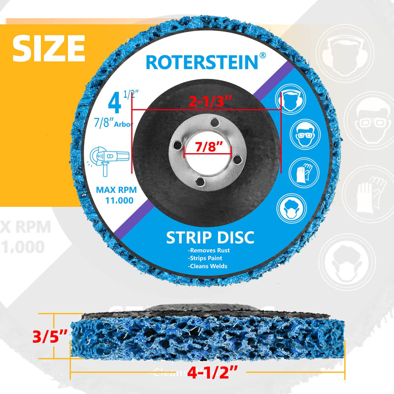 10 Pack Strip Discs Stripping Wheel 4.5 inch for Angle Grinder Clean and Remove Paint Coating Rust Welds Oxidation (4-1/2" x 7/8") 4-1/2" x 7/8"