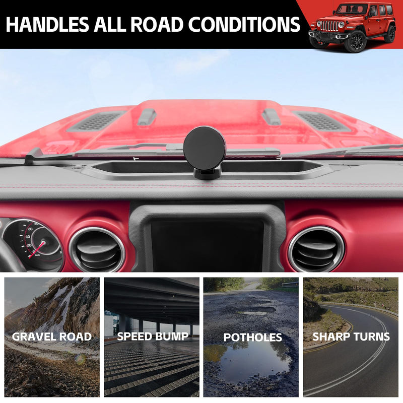 Magnetic Phone Mount Holder Fit for 2018-2023 Jeep Wrangler JL JLU&Gladiator JT Car Dashboard Multi-Mount Phone Holder Dash Tray for 2023 Jeep JL/JT Accessories(2018-2023 4X4, Not for 4XE) 2018-2023 4X4 Magnetic