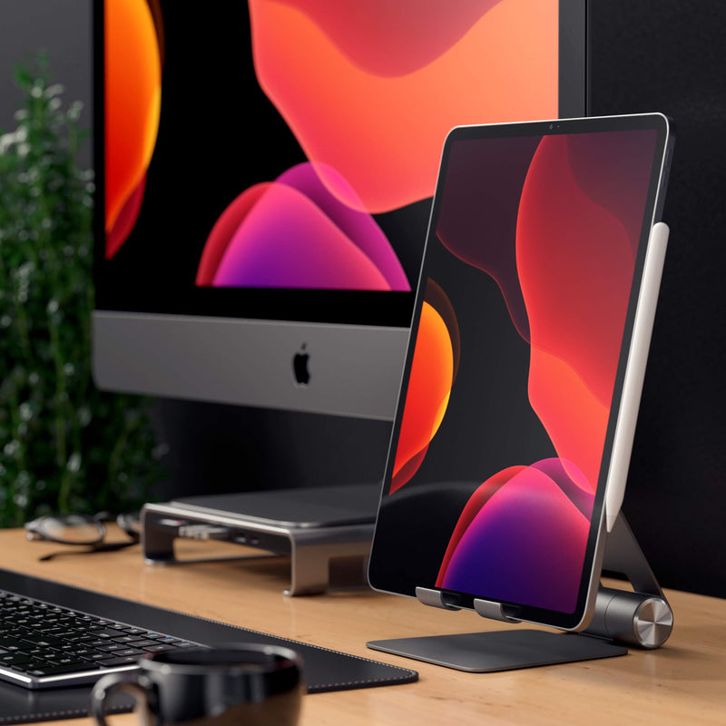 Satechi R1 Multi-Angle Foldable Tablet Stand, Compatible with iPad Air/Pro M4/M3, iPad mini, iPhone 17 and More - Space Gray