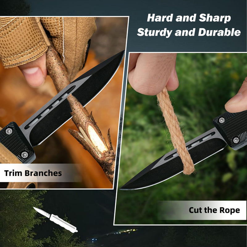 Outdoor Pocket Knife, Portable Camping Knife with Belt Clip, for Camping, Hunting, and Survival