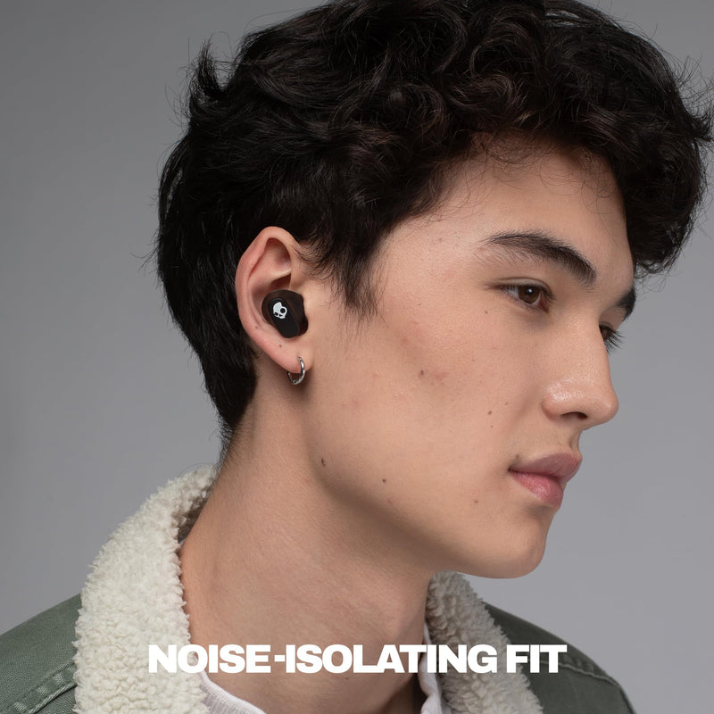 Skullcandy Smokin’ Buds 360 Wireless Noise Isolating Earbuds - True Black | In-Ear Fit, Bluetooth, 20 Hours Battery, IPX4 Sweat and Water Resistant, Microphone for iPhone Android, Commuting, Studying