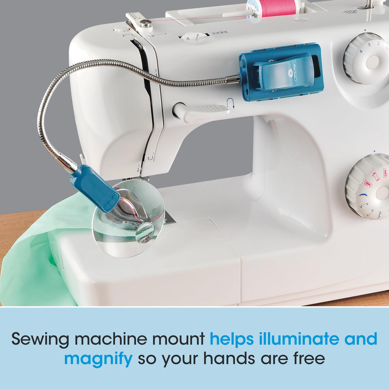 Ottlite LED 2 in 1 Sewing Machine Light | Clip Lamp, Sewing Machine Lamp | Lighted 3X Optical Grade Magnifier, 5X Spot Viewer | Great for Home, Workshop (Blue) Blue