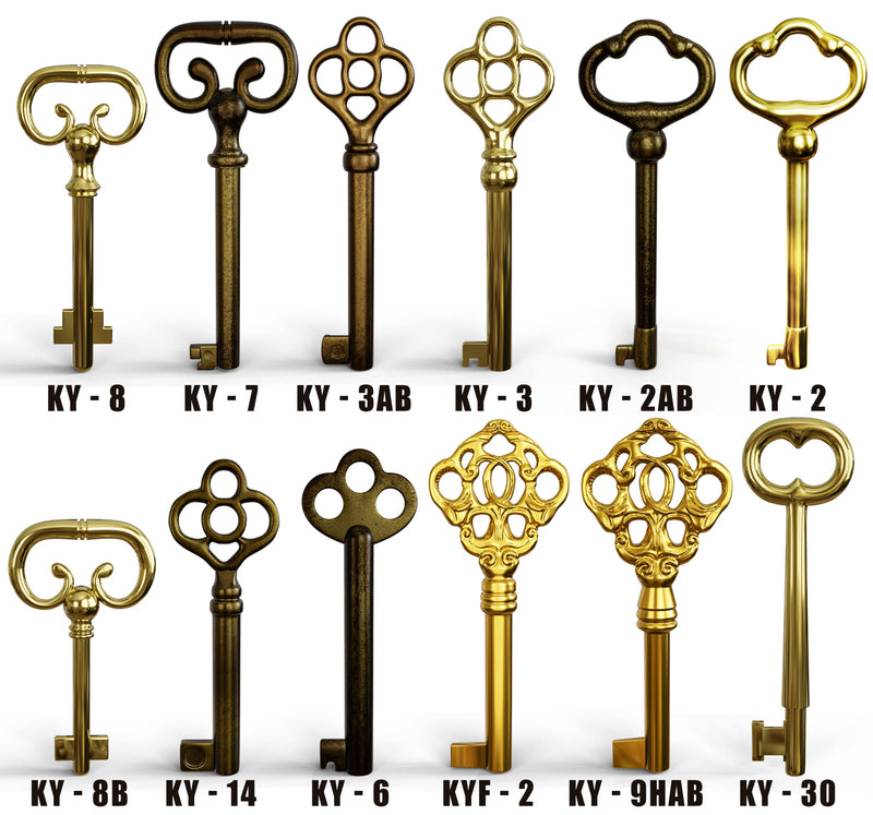 KY-12S Skeleton Key Set Reproduction Key for Antique Furniture - Cabinet Doors, Dresser Drawers Vintage Old Furniture