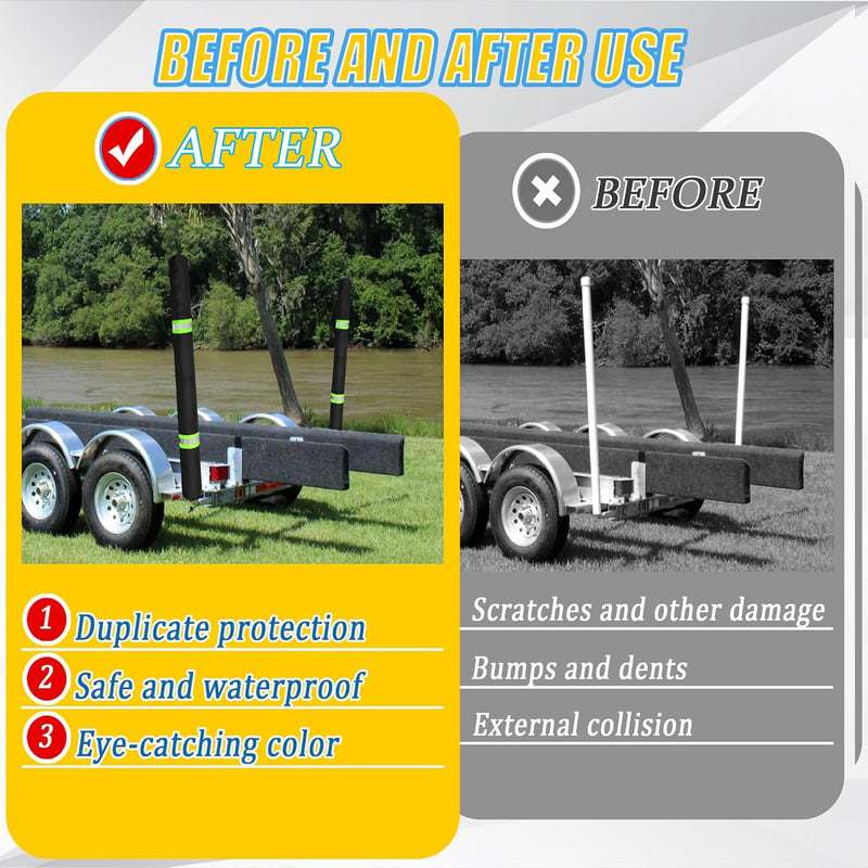 36 Inch Thickened Foam Boat Trailer Guide Pole Pad and Cover with Capped End and Reflective Stripe for Ski Boat, Fishing Boat or Sailboat Trailer 36in