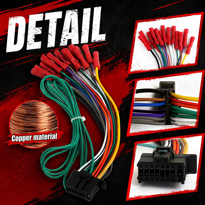 16-Pin Car Radio Wiring Harness,Automotive Stereo Wiring Harness for Connecting Stereo to Car Electrical System,Wirings Harnesses Compatible with Pioneer DEH AVH AVIC MVH FH SPH