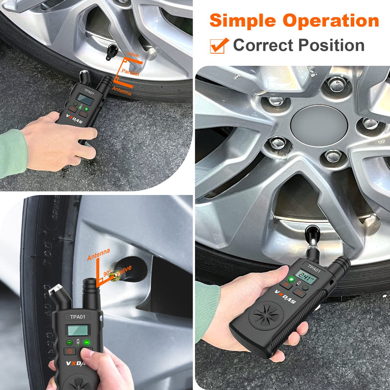 VXDAS TPA01 TPMS Relearn Tool for GM Plus Digital Tire Pressure Gauge 150 PSI Tire Sensor Reset Tool for Buick, Chevy, Cadillac, Opel (Black)