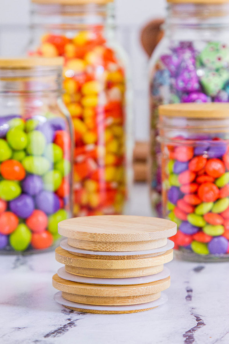 Bamboo Wooden Mason Jar Lids Regular Mouth, ECO friendly - Fits Standard Size Mason, Ball and Glass Canning Jars - Set of 8 (Pack of 2) Set of 8 (Pack of 2)
