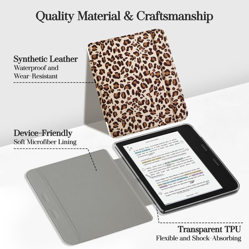 Magnetic Detachable Case for 7" Kobo Libra Colour (2024) | Magnetic Detachable, Auto Wake/Sleep, Slim PU Leather Case, Soft TPU Edge, Lightweight, For Bookish Travelers, Leopard 7" Kobo Libra Colour 2024 Released