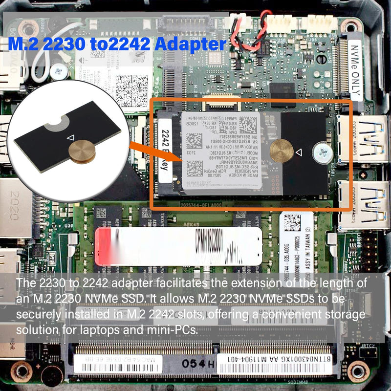 M.2 NVMe SSD Extension Bracket Kit,2230/2242 to 2280 & 2230 to 2242 Adapter | Multifunction M.2 SSD Adapter Kit W/Screws, for PCIe Gen3/Gen4 NVMe SSDs. Fits Laptops Desktops PS5 and Raspberry Pi 5