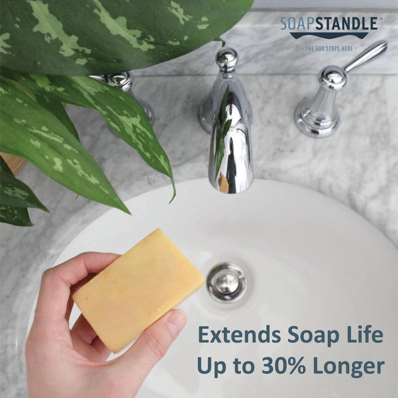 SoapStandle Bar Soap Gripper | Eco Luxury Rust Resistant Stainless Steel Soap Holder for Bath and Showers | No Goo or Mess Soap Saver Non Slip Bar Soap Holder Quick Dry Soap Stand - 1 pc.