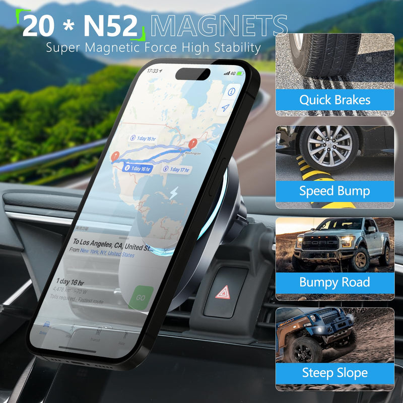 CLEC for Honda Civic 2016-2021 Magnetic Wireless Car Charger Phone Holder Mount Custom Fit for Honda Civic 2016-2021 15W Fast Charging Car Phone Holder Wireless Charger wireless magnetic phone holder for civic 2016-2021