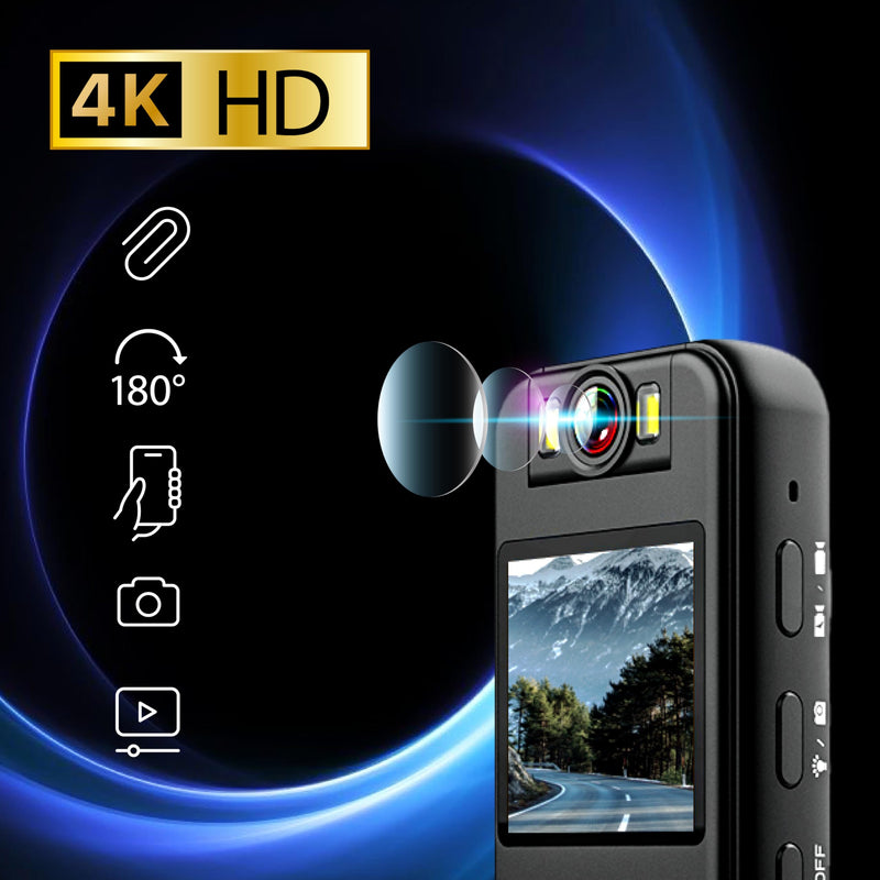 64GB Included, 4K UHD 30FPS Recording,1.4 in Screen Recorder, Body Cameras,Wearable Body Cam, 6HR Battery Life, for Outdoor Riding,Home,Sports,Security, JS-06B-64
