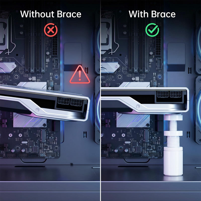 GPU Support Bracket GPU Sag Bracket Stand Holder Graphics Card Support, White Magnetic Graphics Card Supports Brackets with Silicone Pads, Anti-Sag Holder for Small PC Cases