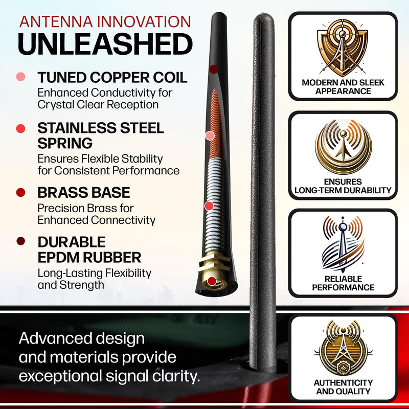 AntennaMastsRus Short Rubber Antenna for GMC Sierra 1500 (2006-2026) - German Engineered with Internal Copper Coil for Enhanced Signal Reception - Car Wash Proof & Easy Install - 6 3/4 Inch
