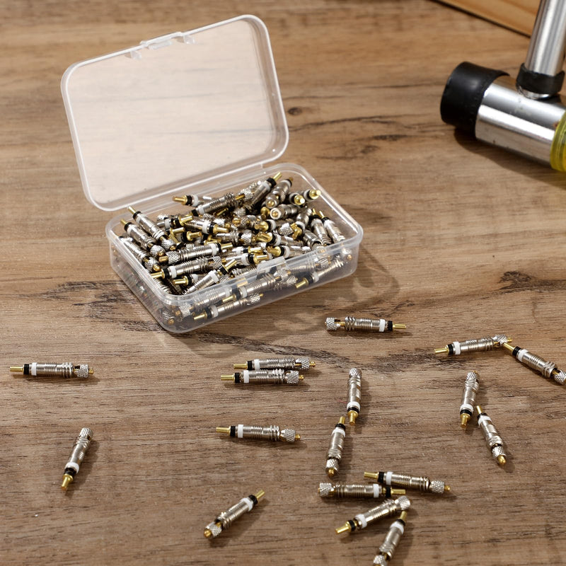 100pcs Presta Valve Core Bike Replacement Brass Tubeless Core Alloy Valve Core Remover Tool for Tubeless Road MTB Bike Compatible with Vittoria Stan's Continental Kenda 100