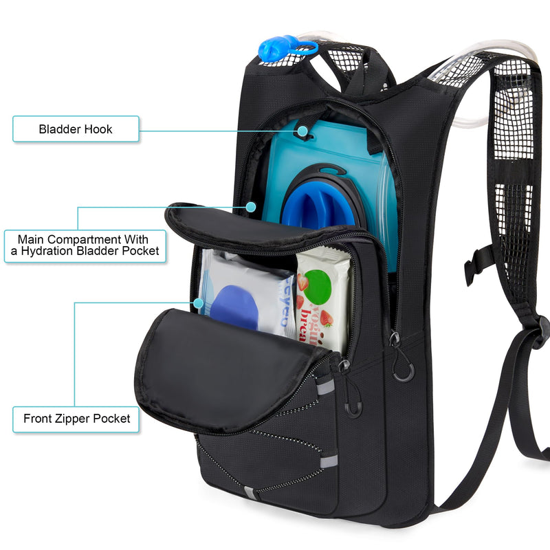 Hydration Backpack - Lightweight Water Backpack with 2L Water Bladder Bag, Running Hydration Vest Backpack for Men Women, Hydration Pack for Hiking, Cycling, Climbing MIYCOO Black 10L