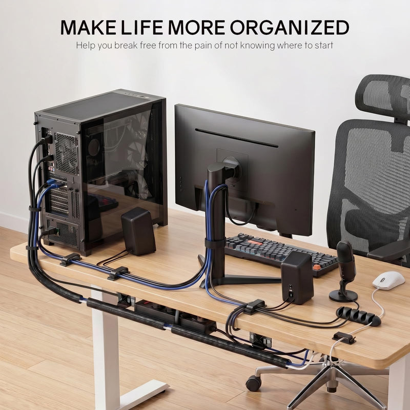 285 PCS Cable Management Kit - for Computer TV Under Desk - Black | cable organizer electrical cord management