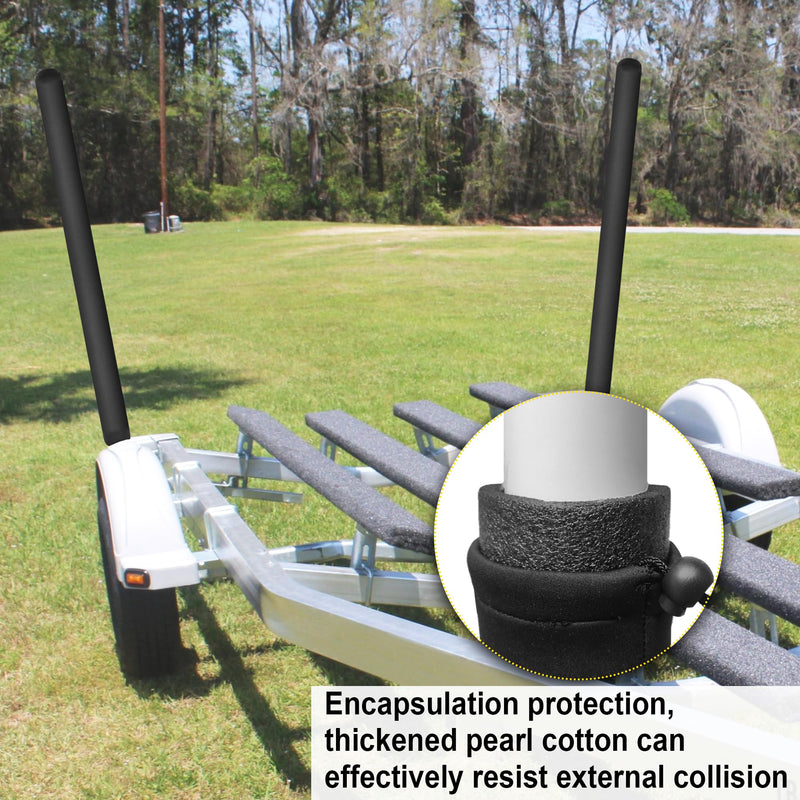 Pair of Boat Trailer Guide Pole Pad and Cover Heavy Duty Canvas Boat Trailer Capped Guide Pole Pad Cover- Black 36"