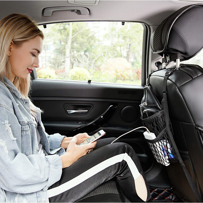 Car Accessories, Car Organizer Storage Between Front Seats, Car Purse Holder, Handbag Holder of 3 Layers Mesh Net Pocket Bag, Backseat Dog Pet Barrier, Patented