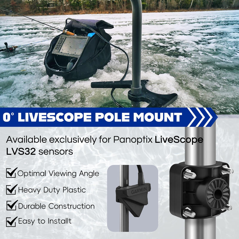 010-12676-15 0 Degree Livescope Pole Mount for Garmin Panoptix LVS32 Transducer, Trolling Motor Shaft Mount Use with LiveScope Ice Fishing Bundle & LiveScope System