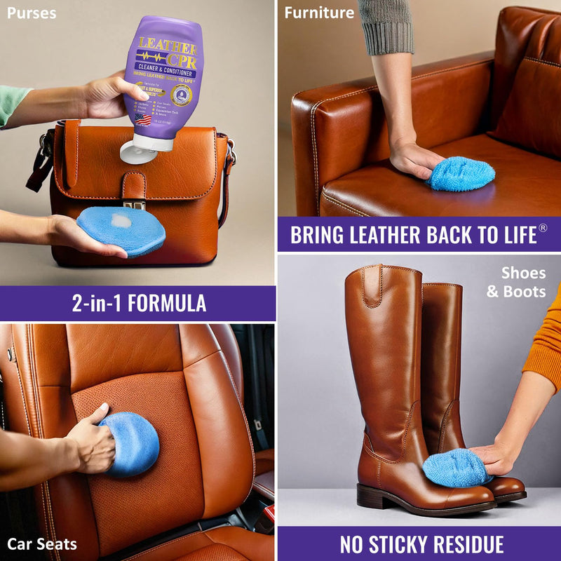 Leather CPR Cleaner & Conditioner 18oz - Cleans, Conditions, Restores & Protects Leather Furniture, Handbags, Car Seats, Interior, Jackets, Boots, Purses, Shoes, Couch, Saddles, Tack & More 18 Ounce (Pack of 1)