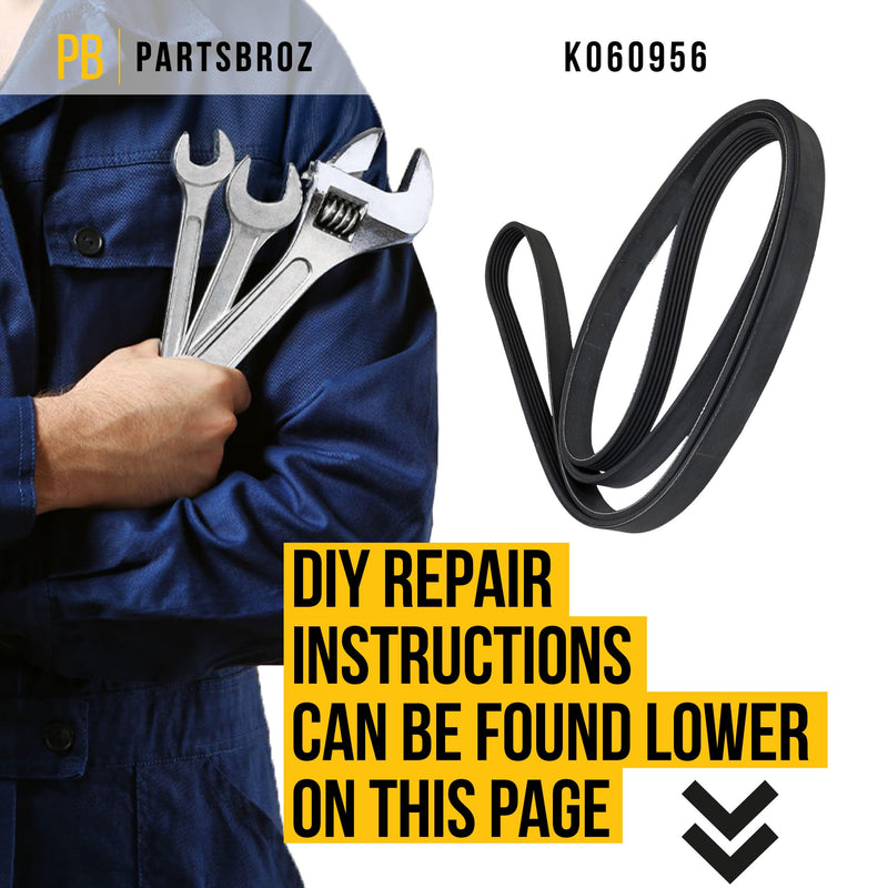 PartsBroz K060956 Micro-V Serpentine Drive Belt - Compatible With Gates Dayco Bando ACDelco Goodyear Continental MasterPro - Replaces 14-0924-0, K9566, 4F2Z8620AA, JK6-960, JK6-961, JK6-963, JK6-963-A